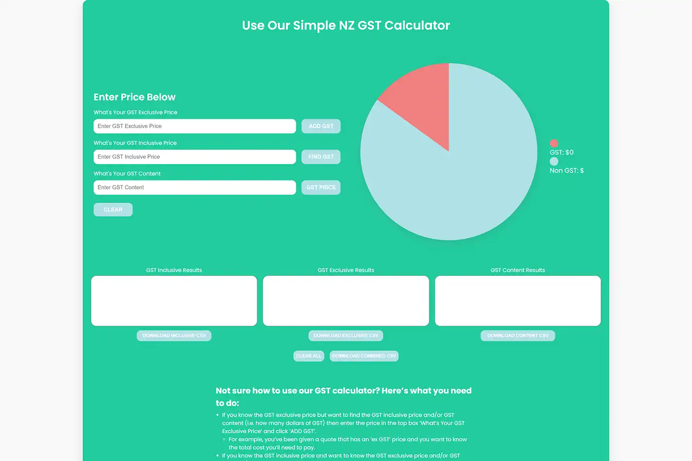GST calculator screenshot